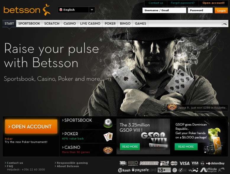 Betsson Casino rewards and bonus codes