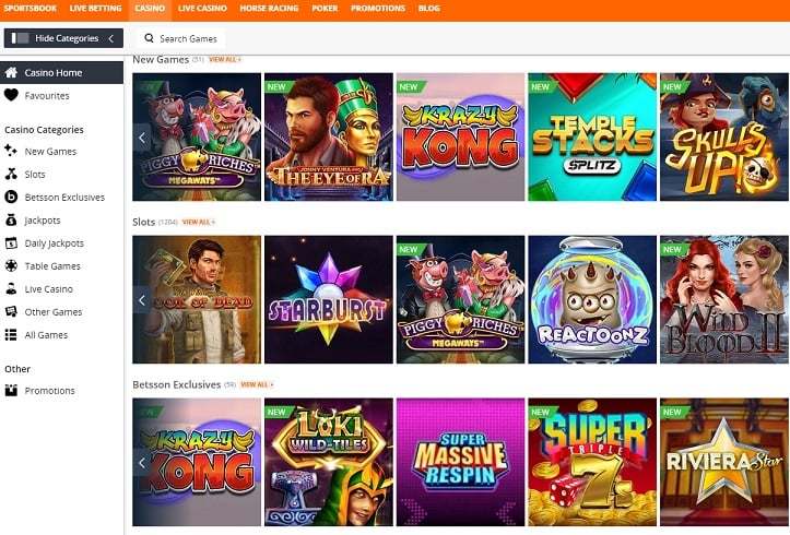 betsson table games & net entertainment slots available with welcome bonus money