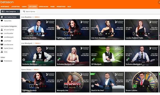betsson betsson video poker & live card games and sports betting