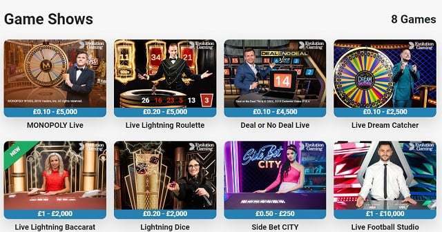 LeoVegas Spielbank game shows