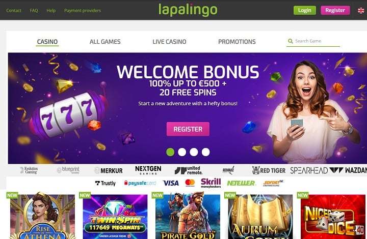 Homepage of Lapalingo Casino