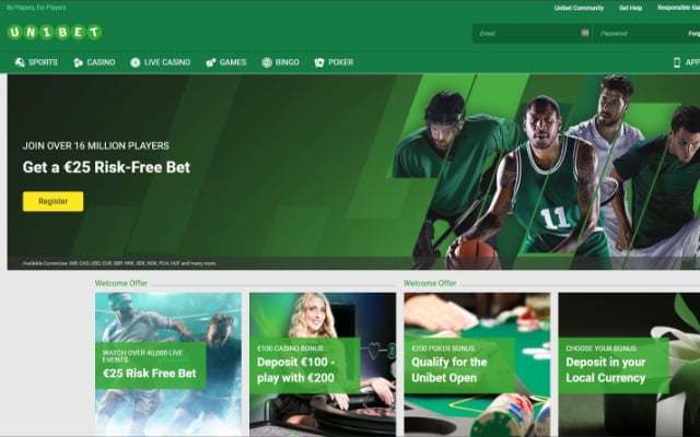 Unibet Casino home page