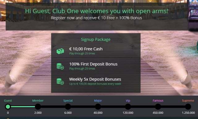 One Spielbank welcome bonus