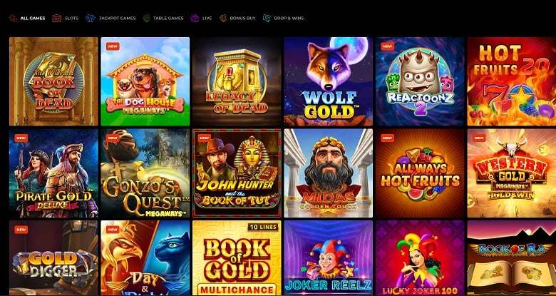 N1 Casino game browsing features