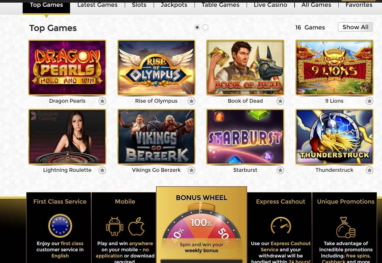 Unique Casino website performance