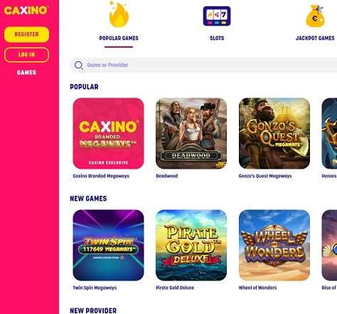 Caxino Casino browsing the site