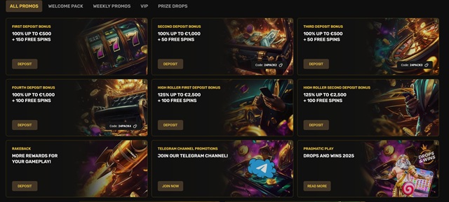24 casino bonuses