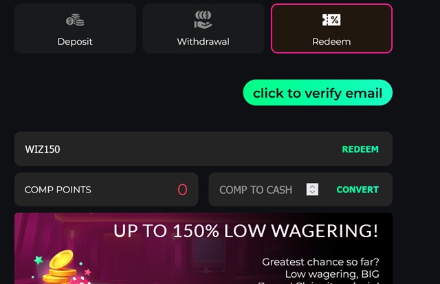 claim the betty wins no deposit bonus - step 1