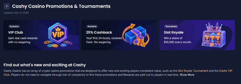 cashy casino bonuses