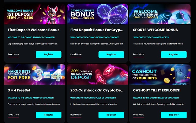 cosmobet casino bonuses