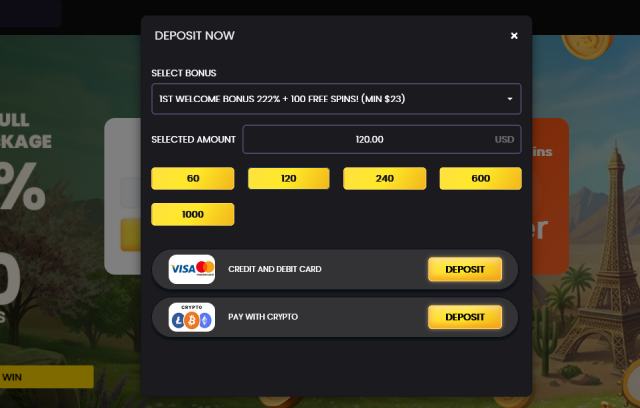 freddy vegas deposit options