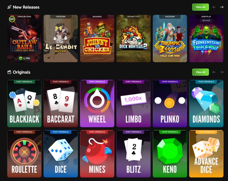 punt casino games