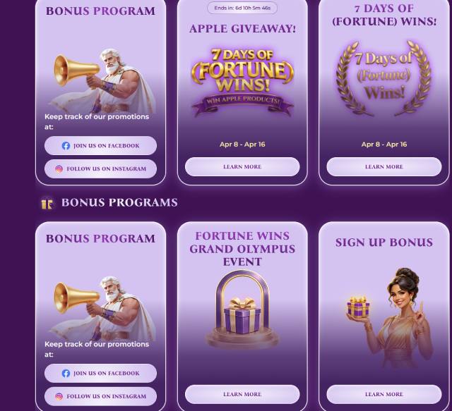fortune wins casino bonuses
