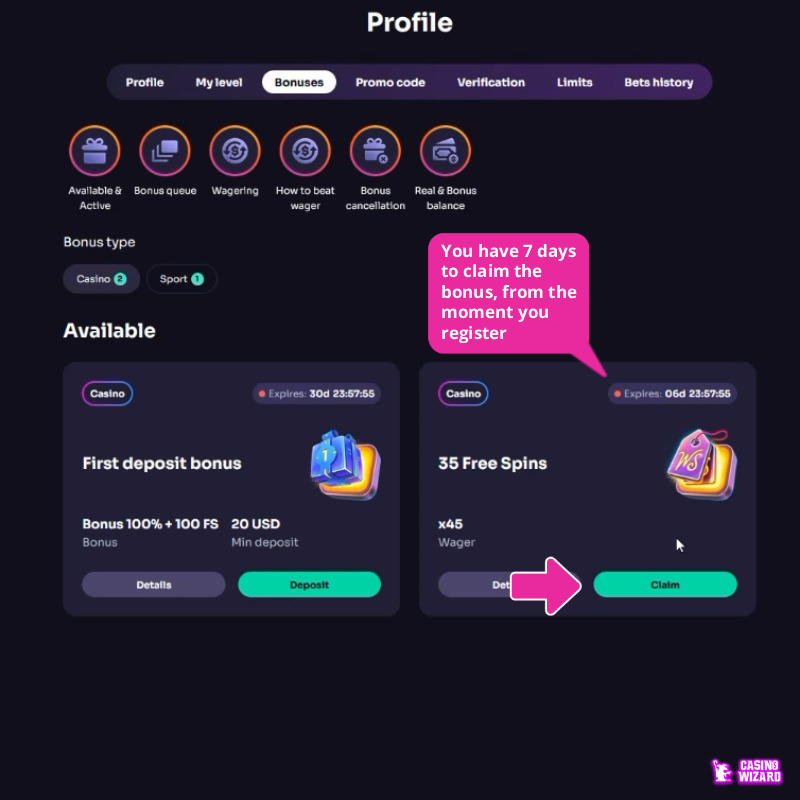 winspirit casino no deposit bonus claim