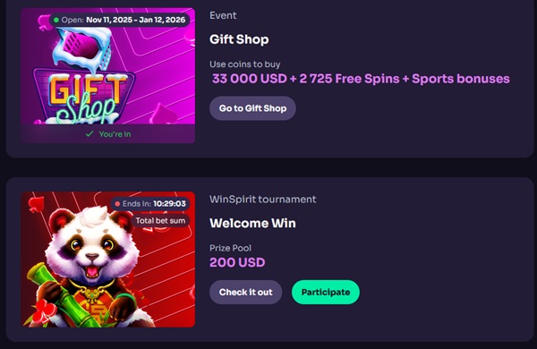 winspirit casino bonuses