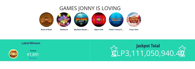 jonny jackpot site welcome bonus and evolution gaming