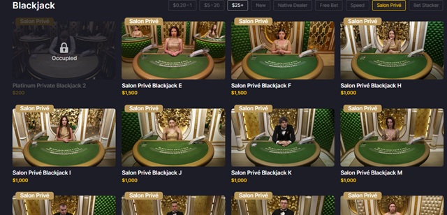 blackjack high limit live dealer games