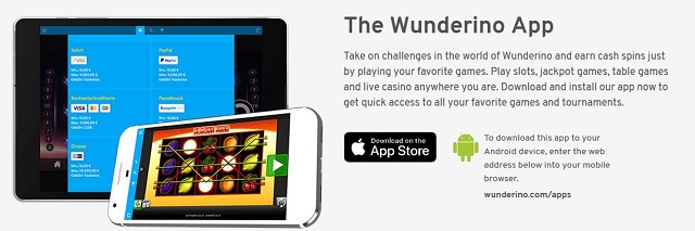 wunderino casino app for casino section & extra bonus funds